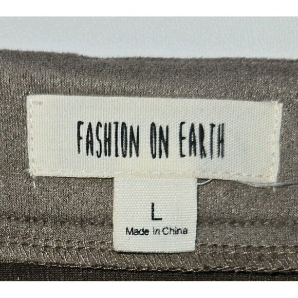 Fashion On Earth Faux Suede Mini Skirt Front Buttons Pockets Large Beige FE22F87 - Picture 3 of 7